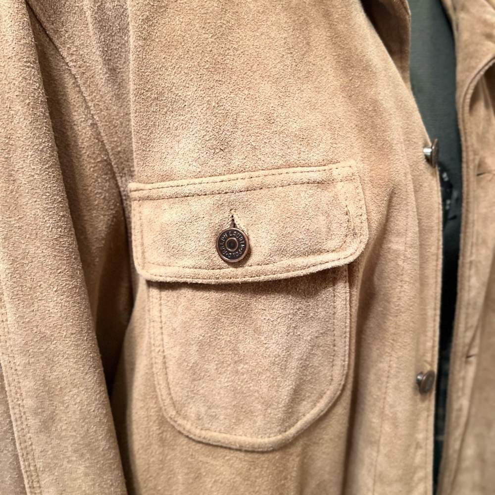 Ralph Lauren Polo Country Suede Flannel Jacket M Vintage 90s Hunting Field Coat - Picture 7 of 16